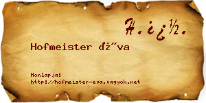 Hofmeister Éva névjegykártya
